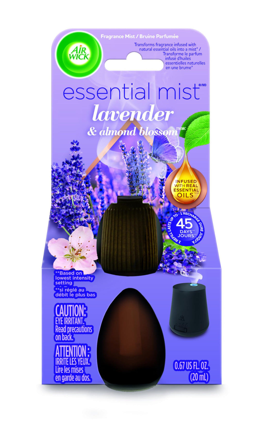 Air Wick Essential Mist Refill, 1 ct, Lavender and Almond Blossom, Essential Oils Diffuser, Air Freshener