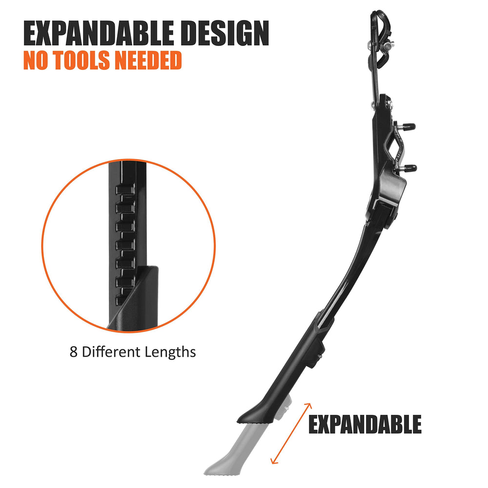 Bike Kickstand - Lightweight Aluminum Alloy Rear Side Kick Stand for 24-28 Bikes - Tool-Free Installation, Suitable for All Bikes and Terrains