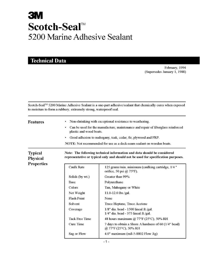 Marine Adhesive Sealant 5200 (05203) Permanent Bonding and Sealing for Boats and RVs Above and Below the Waterline Waterproof Repair, White, 3 fl oz Tube