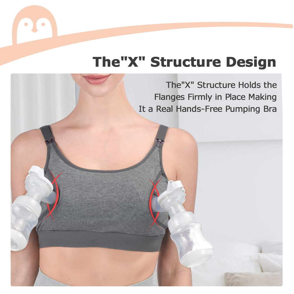 Pumping Bra, Pumping Bra Hands Free 3 Pack Comfortable All Day Wear Pumping and Nursing Bra in One Holding Breast Pump for Spectra, Lansinoh, Medela