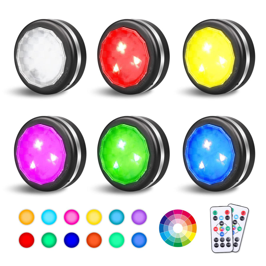 Puck Lights with Remote,Battery Operated Lights for Christmas, Halloween Pumpkin,16 Colors Changeable LED Stick on Lights Closet Lights Under Counter Lights for Kitchen (6 Pack)