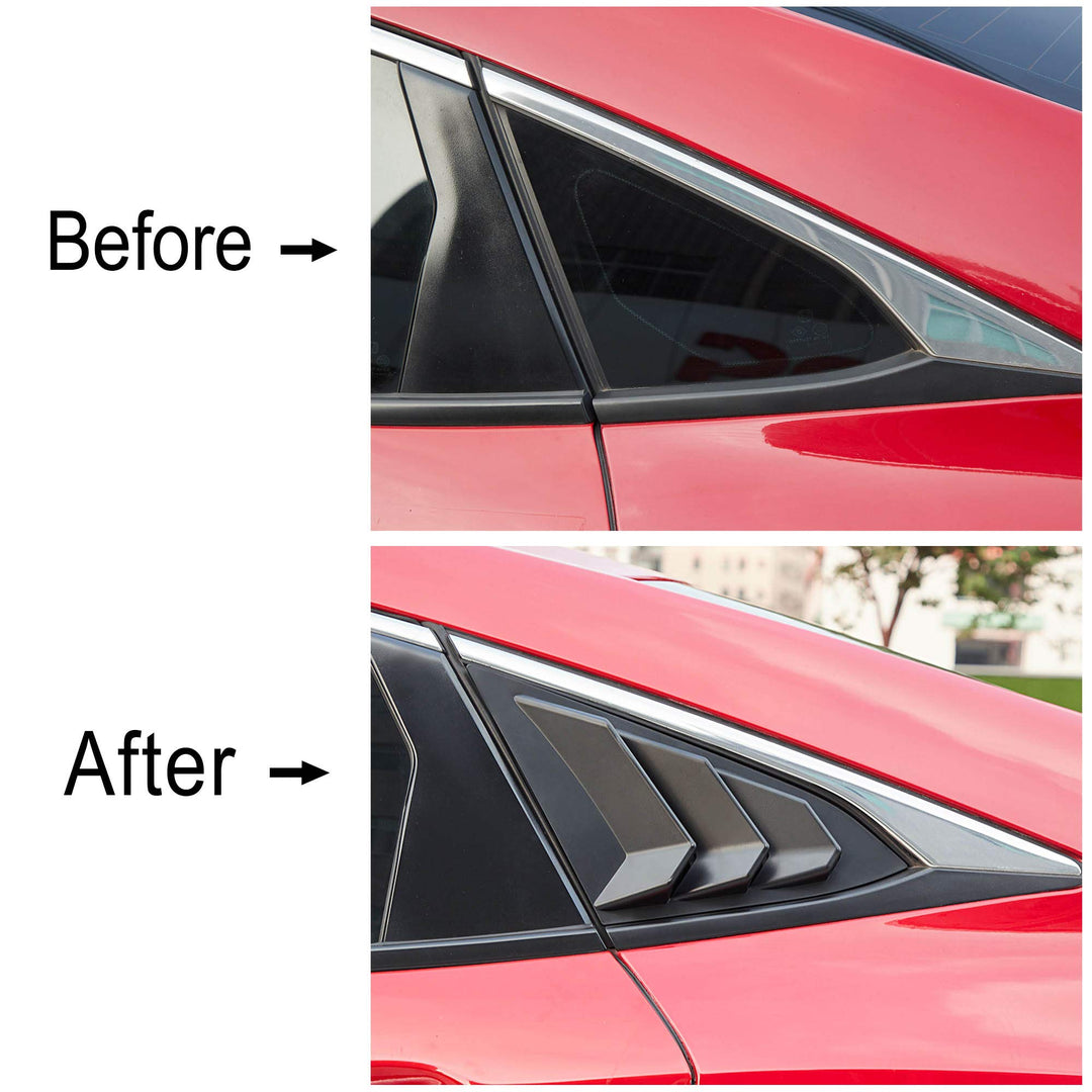 Rear Side Window Louvers Sport Style Scoop Louvers Cover Blinds Compatible with Honda Civic Sedan 2020 2019 2018 2017 2016 Cool Exterior Decoration