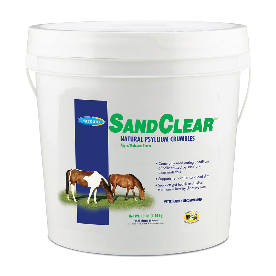 Sand Clear for Horses Natural Psyllium Crumbles, Veterinarian recommended to support the removal of sand & dirt from the ventral colon, 10 lbs., 32 scoops