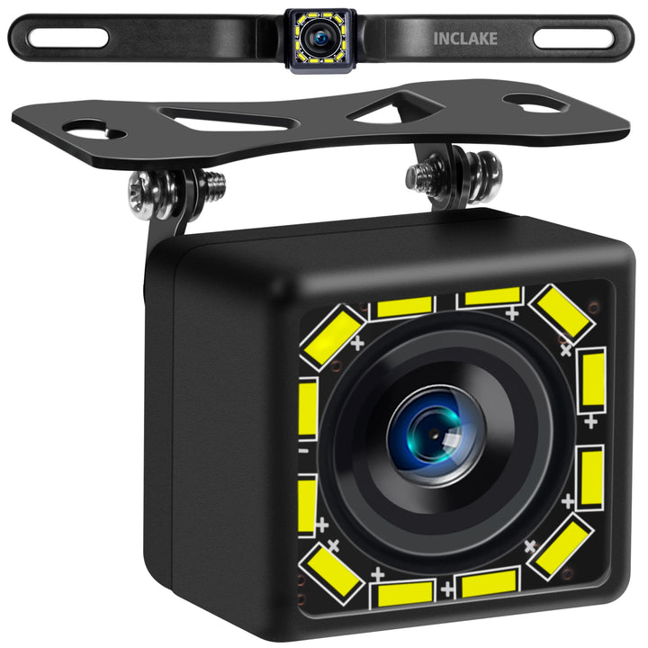 Car Backup Camera, Rear View Camera Ultra HD 12 LED Night Vision, Waterproof Reverse Camera 140° Wide View Angel with Multiple Mount Brackets for Universal Cars, SUV, Trucks, RV and More