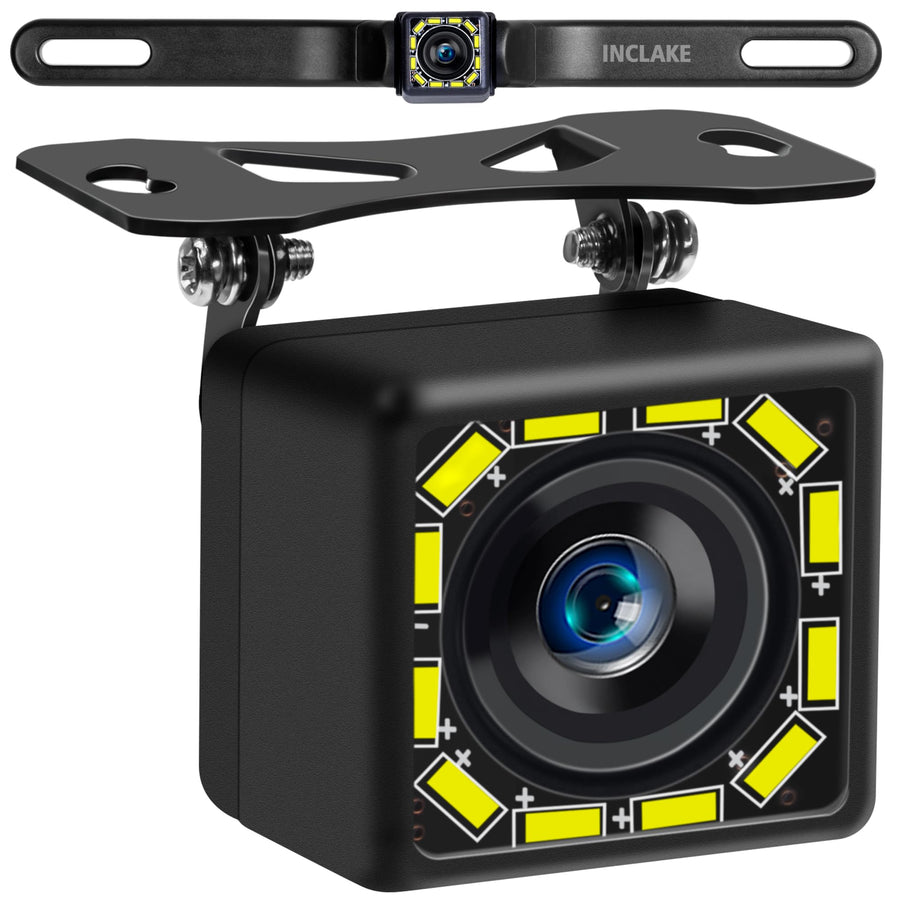 Car Backup Camera, Rear View Camera Ultra HD 12 LED Night Vision, Waterproof Reverse Camera 140° Wide View Angel with Multiple Mount Brackets for Universal Cars, SUV, Trucks, RV and More