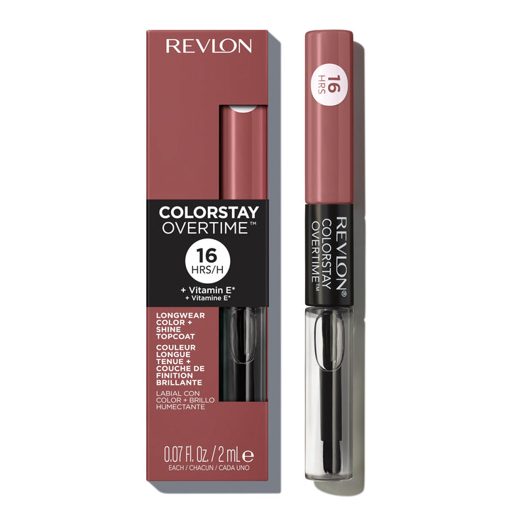 Colorstay Overtime Long-wearing Glossy Lipcolor with Clear Lip Gloss, with Vitamin E, In Brown, 340 Eternally Tan, 0.8 Oz