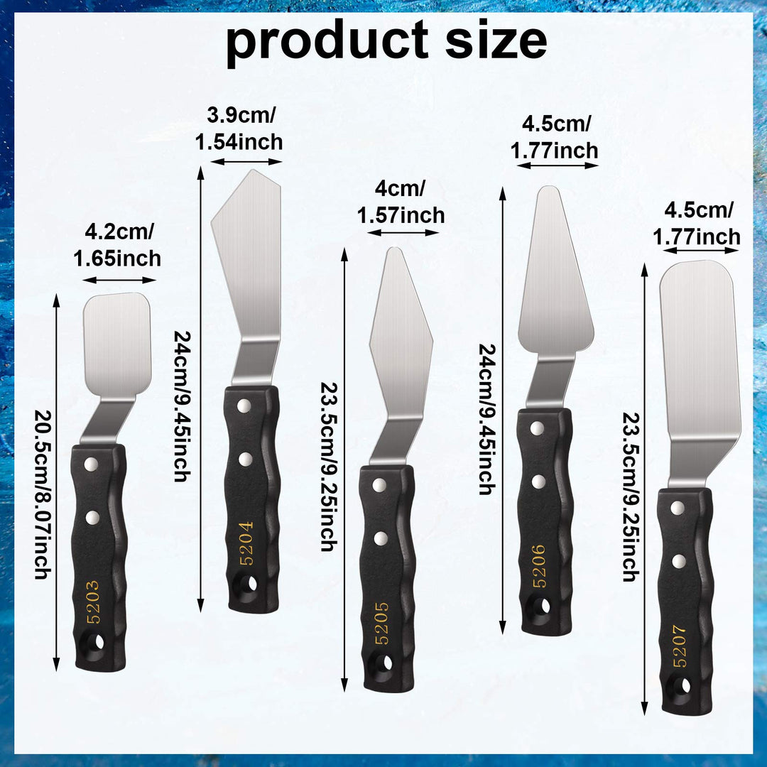 5 Pieces Large Painting Knife Set Pallet Knife Set Painting Mixing Scraper Stainless Steel Spatula Palette Knife Oil Painting Accessories Tools for Color Mixing Acrylic Mixing Supplies