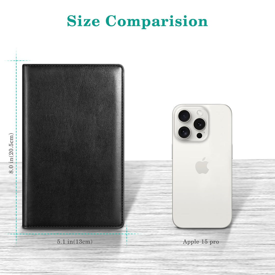 Server Book Organizer with Zipper Pocket, PU Leather Restaurant Guest Check Presenters Card Holder for Waitress, Waiter, Bartender (Black)