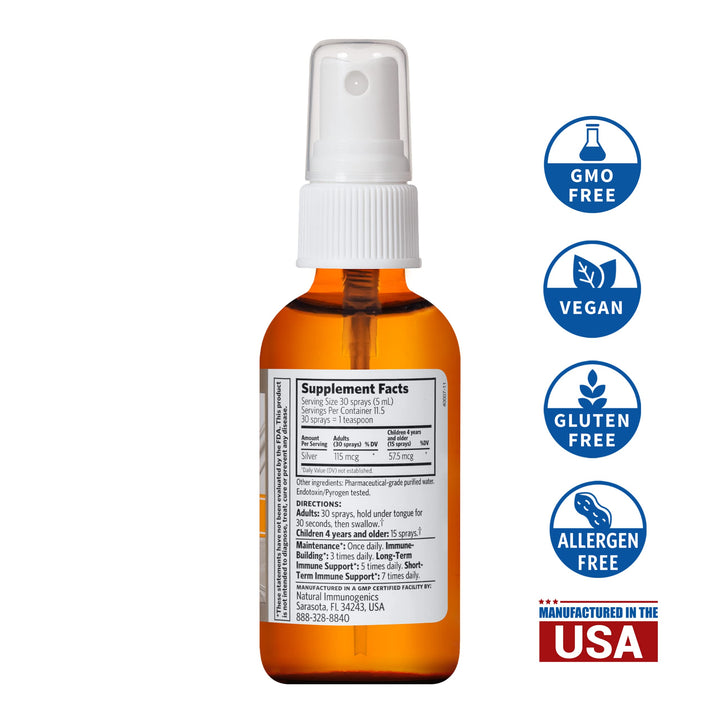 Professional Bio-Active Silver Hydrosol for Immune Support, Colloidal Silver, 23ppm, 2oz (59mL) Fine Mist Spray