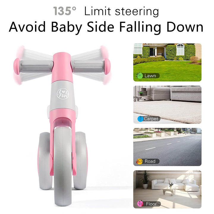Baby Balance Bike 1 Year Old Toy, Gifts for One Year Old Girl and Boys, Baby Toys 12-18 Months Birthday Gifts Pink