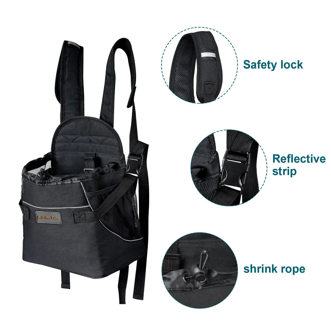Backpack Adjustable Pet Front Cat Dog Carrier Bag Easy-Fit Traveling Hiking Camping Puppies Outdoor Use Black