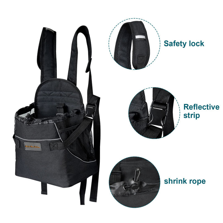 Backpack Adjustable Pet Front Cat Dog Carrier Bag Easy-Fit Traveling Hiking Camping Puppies Outdoor Use Black