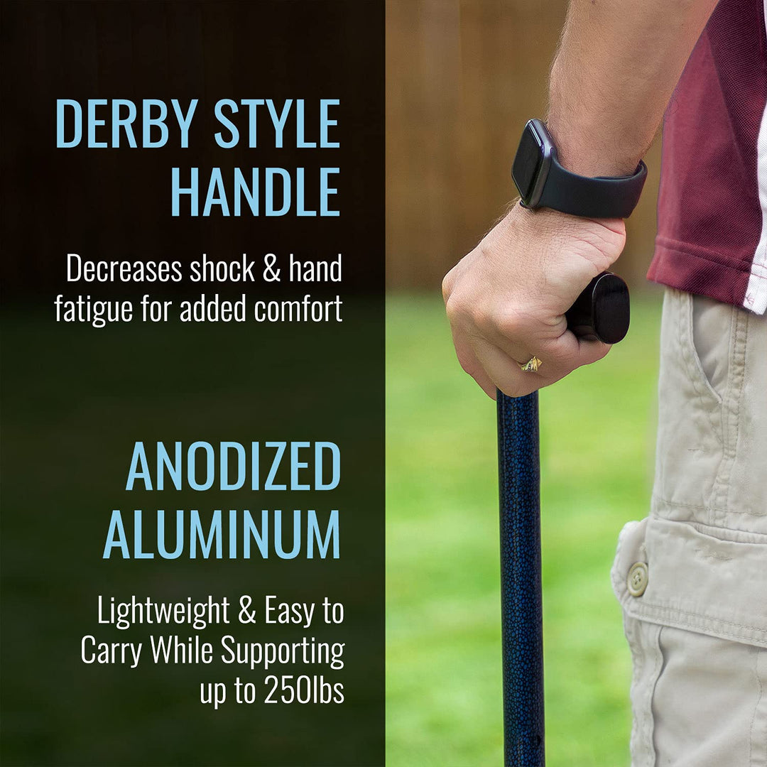 Lightweight Aluminum Walking Cane with Derby-Top Handle, Floral