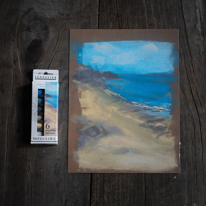 Sennelier Extra-Soft Half Pastel 6 Stick Set, 6 Count (Pack of 1), Seaside