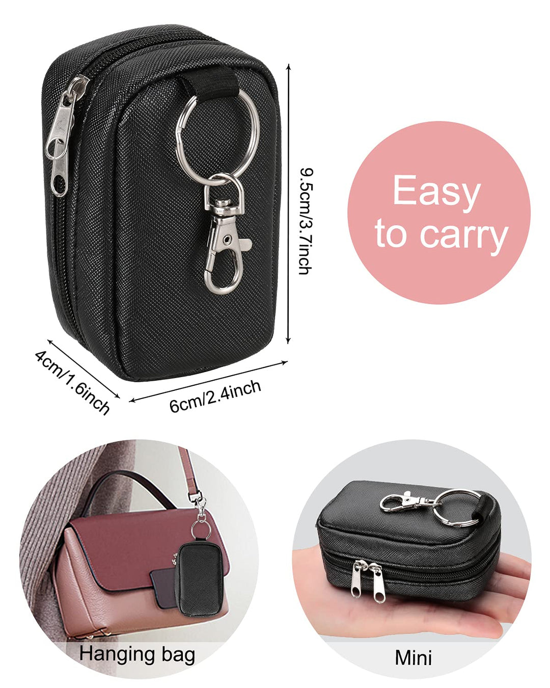 Chapstick Holder Bag Small Lip Balm Sleeve Pouch Lipstick Portable Storage Bag Lip Gloss Case With Hook Accessories Gift for Women (balck)