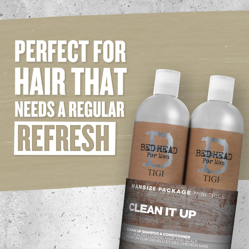 Tigi Bed Head B for Men Clean Up Kit - 2 Pc, 25.36 Oz Shampoo, 25.36 Oz Conditioner, Gluten Free, Peppermint Scent, Menthol, 1 Count