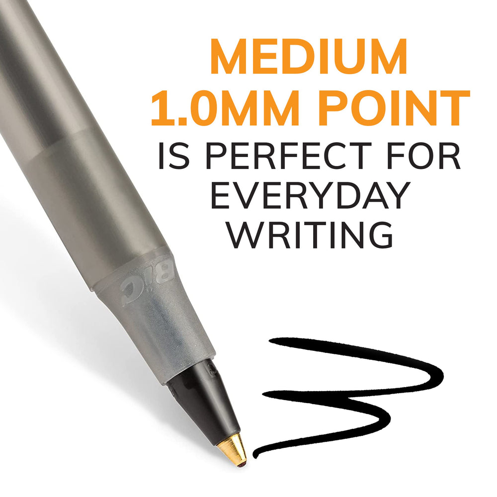 Round Stic Xtra Life Ballpoint Pens, Medium Point (1.0mm), Black, 60-Count Pack, Flexible Round Barrel For Writing Comfort (GSM609-BLK)