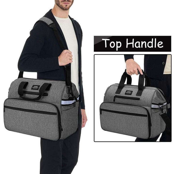 Home Health Nurse Bag, Medical Supplies Bag with Padded Laptop Sleeve for Home Visits, Health Care, Hospice, Bag ONLY, Gray (Patent Pending)