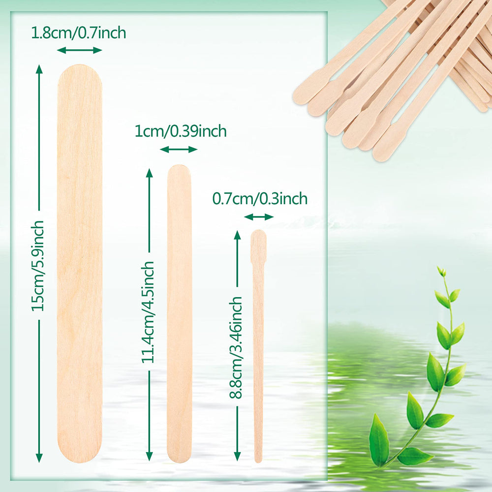 200 PCS Wooden Wax Sticks Waxing Applicator Spatulas Kit for Eyebrow Lip Face and Body Hair Removal(Combination Style)