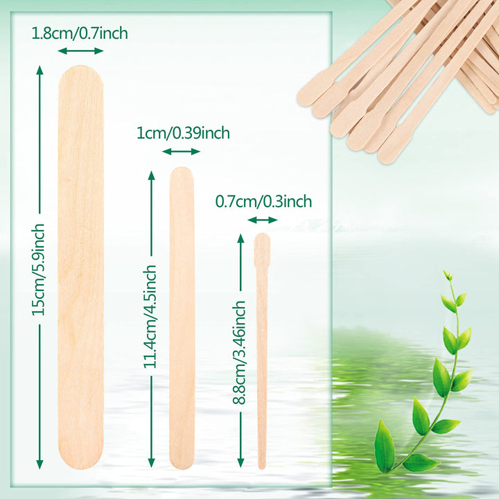 200 PCS Wooden Wax Sticks Waxing Applicator Spatulas Kit for Eyebrow Lip Face and Body Hair Removal(Combination Style)