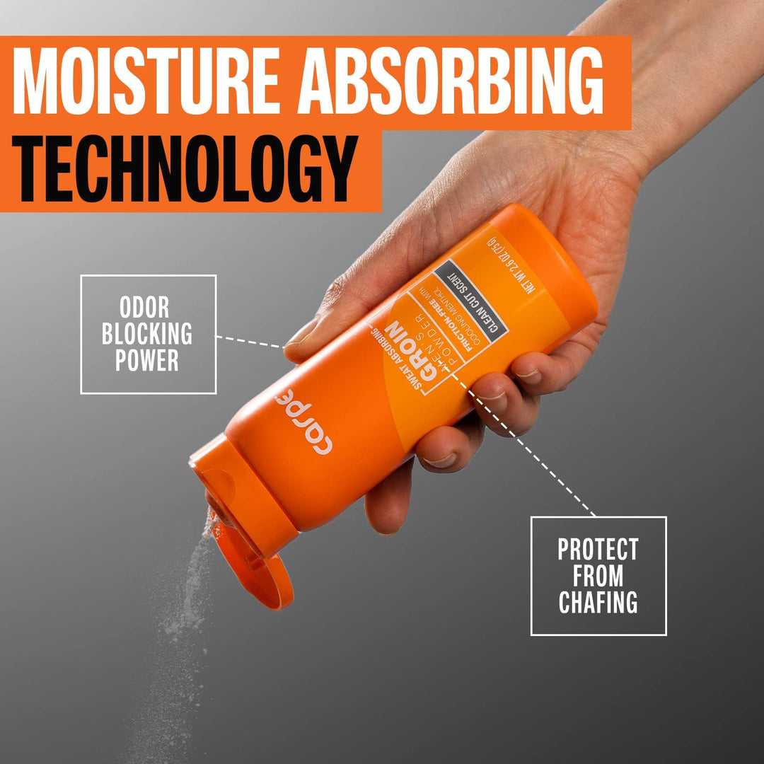 Sweat Absorbing Groin Powder (For Men) - Designed for Maximum Sweat Absorption - Mess and Friction Free, Stop Chafing