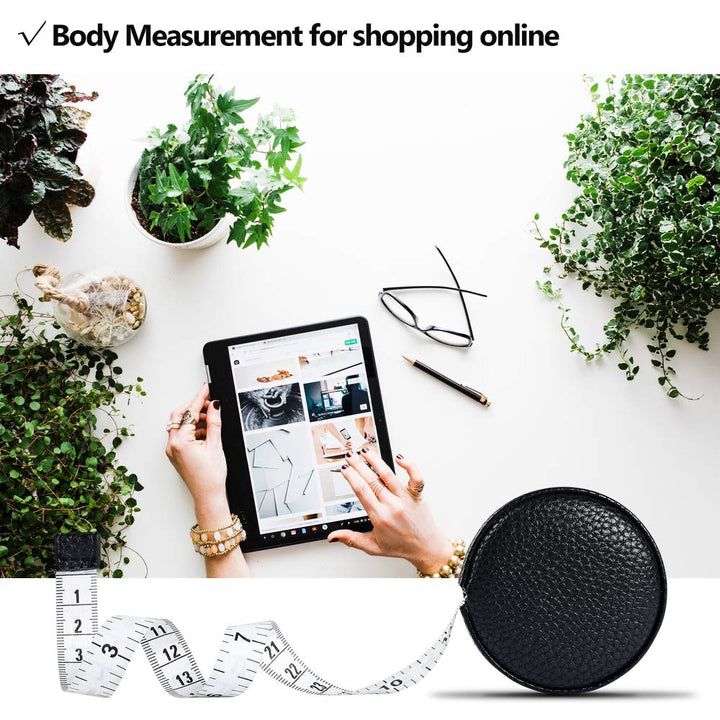 3m/120 Tape Measure Body Measuring Tape for Body Cloth Tape Measure for Sewing Fabric Tailors Medical Measurements Tape Dual Sided Leather Tape Measure Retractable (Black, 1 Pack)