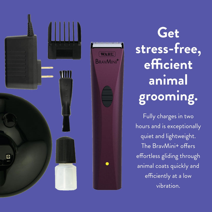 Professional Animal Bravmini+ Pet, Dog, Cat, & Horse Cordless Trimmer Kit - Purple