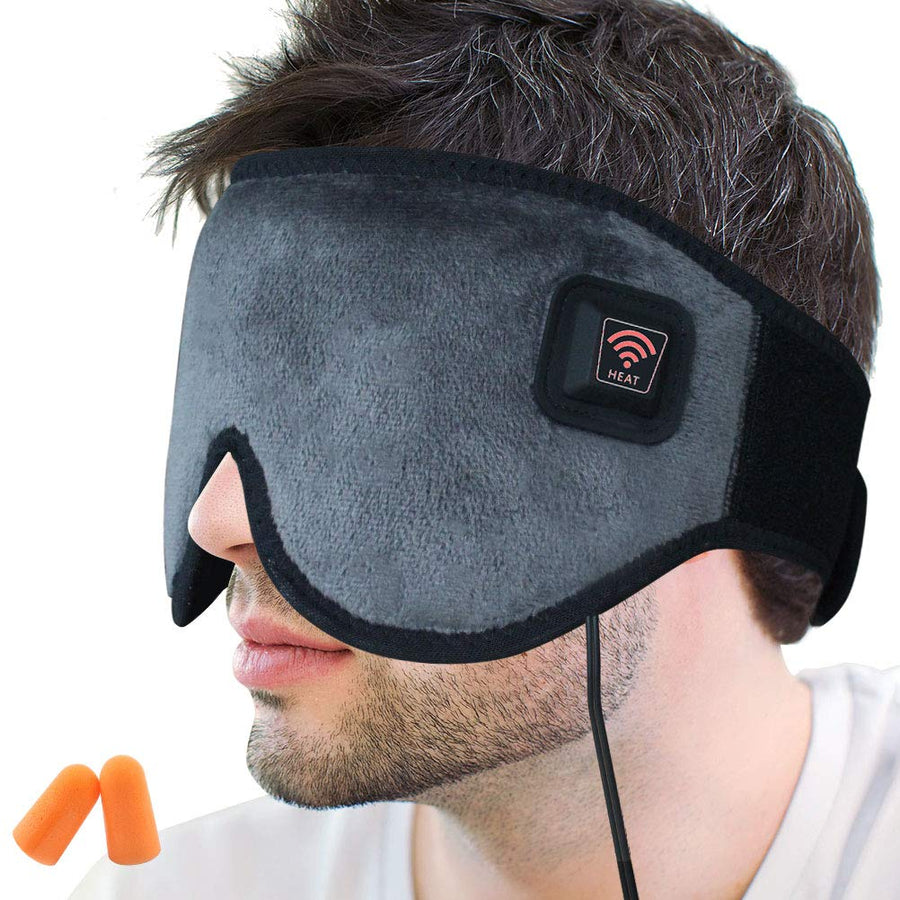 Creatrill X-Large Heated Eye/Sinus Mask, USB Heating Compress Pad for Dry Tired Puffy Eyes, Dark Circle, Migraines Headache, Blepharitis, Sties, Sinus Pain Pressure Relief Hot Therapy (Gray)