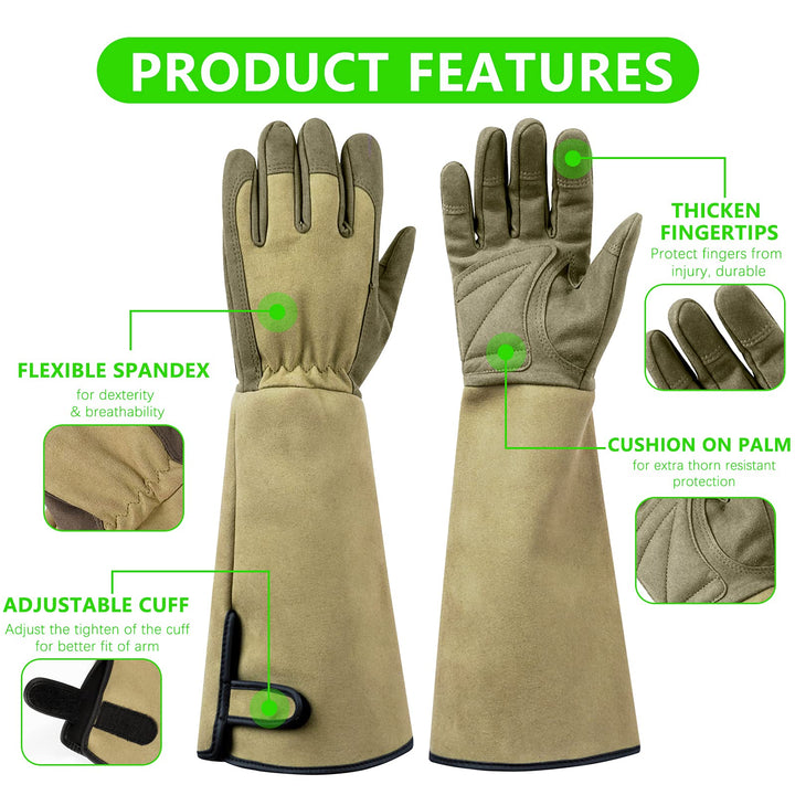 Professional Rose Pruning Thorn Proof Gardening Gloves with Long Forearm Protection for Men and Women (1 Pair) (green, Medium)…