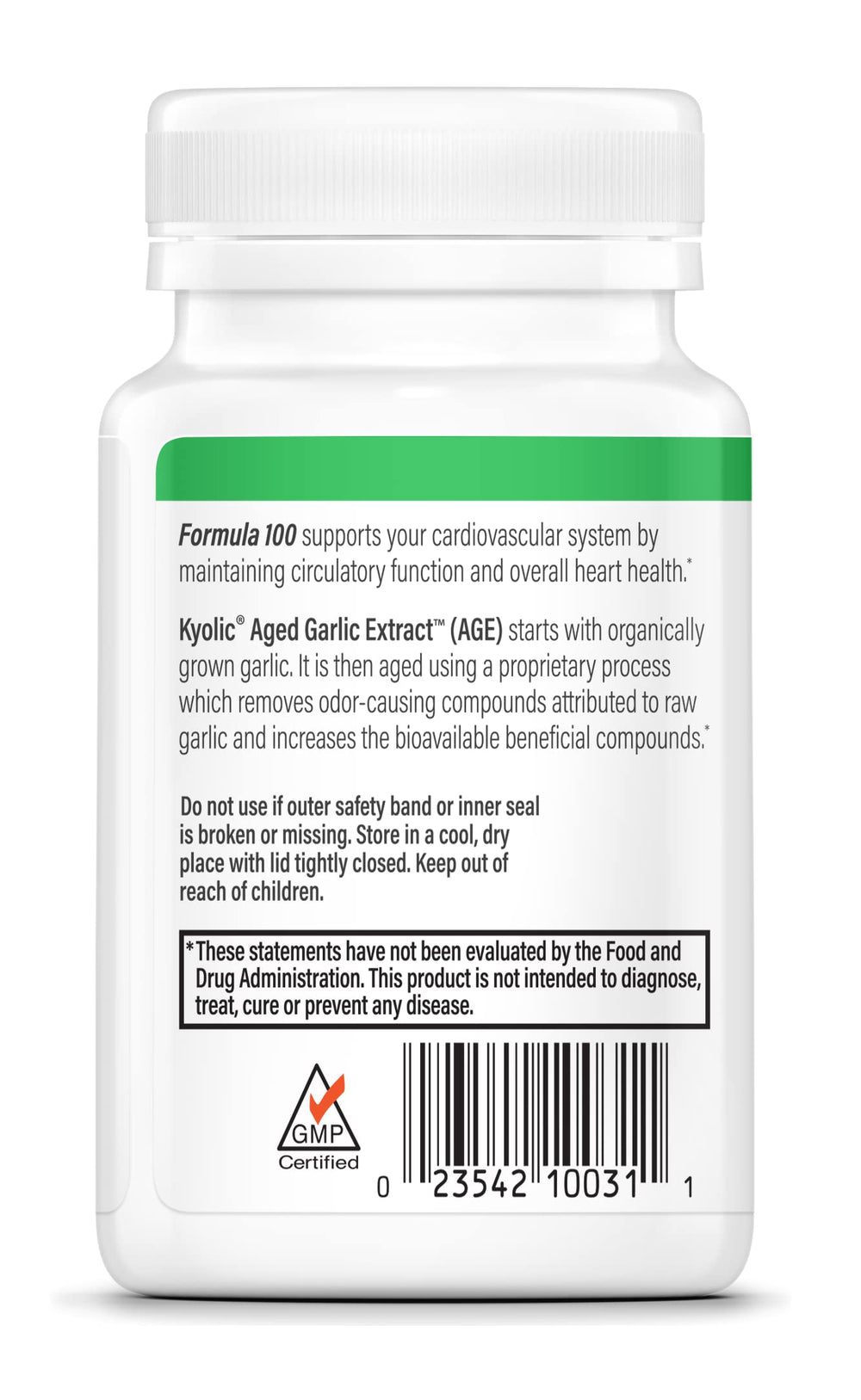 Aged Garlic Extract Formula 100, Original Cardiovascular, 100 Tablets (Packaging May Vary)