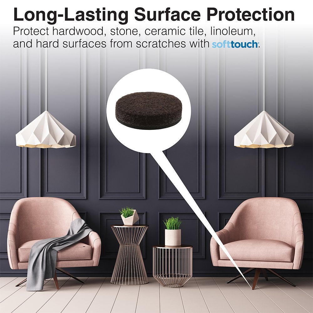 1 Round Heavy Duty Self Stick Felt Furniture Pads to Protect Hardwood Floors from Scratches, 1 Inch, Gray, 48 Count