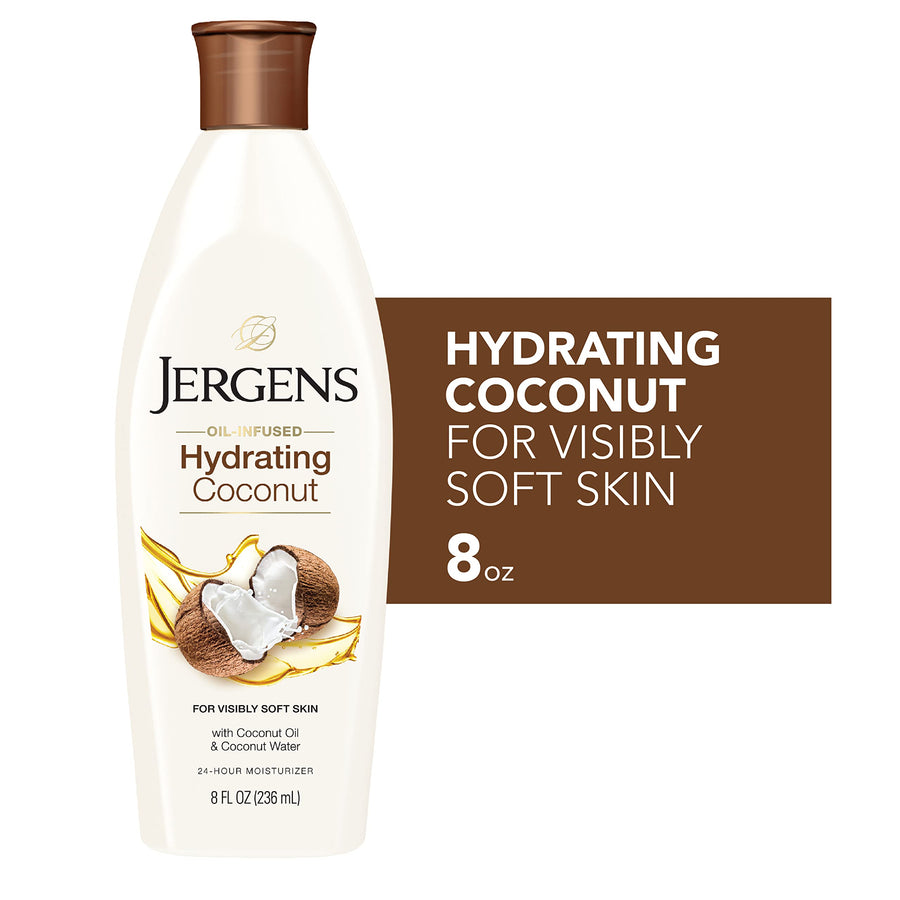 Hydrating Coconut Body Moisturizer, Infused with Coconut Oil and Water for Long-Lasting Moisture, Hydrates Dry Skin Instantly, 8 Ounce, Dermatologist Tested (Packaging May Vary)