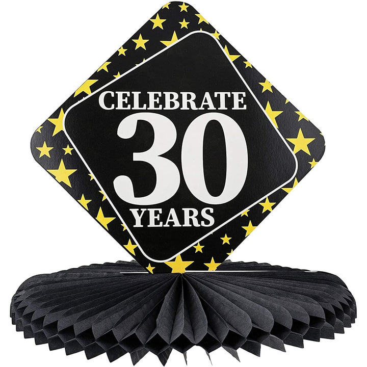 3-Pack 30th Birthday Honeycomb Table Centerpiece Party Decoration, 3 Star Designs