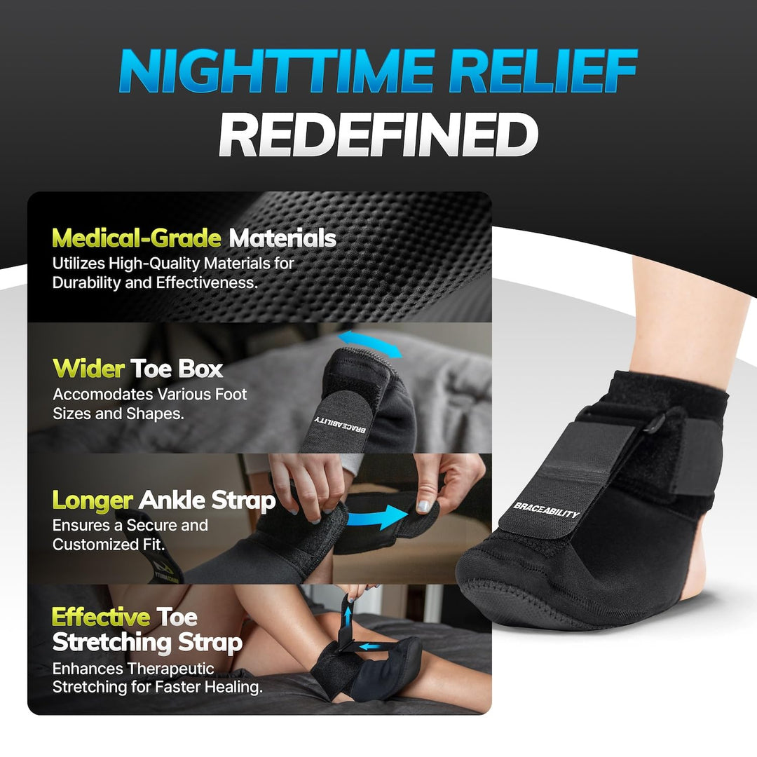 Plantar Fasciitis Night Splint Sock - Soft Plantar Fascia Brace for Sleeping, Achilles Tendonitis, Foot Drop, Heel Pain - Plantar Fasciitis Relief Night Splint for Women and Men (Small)
