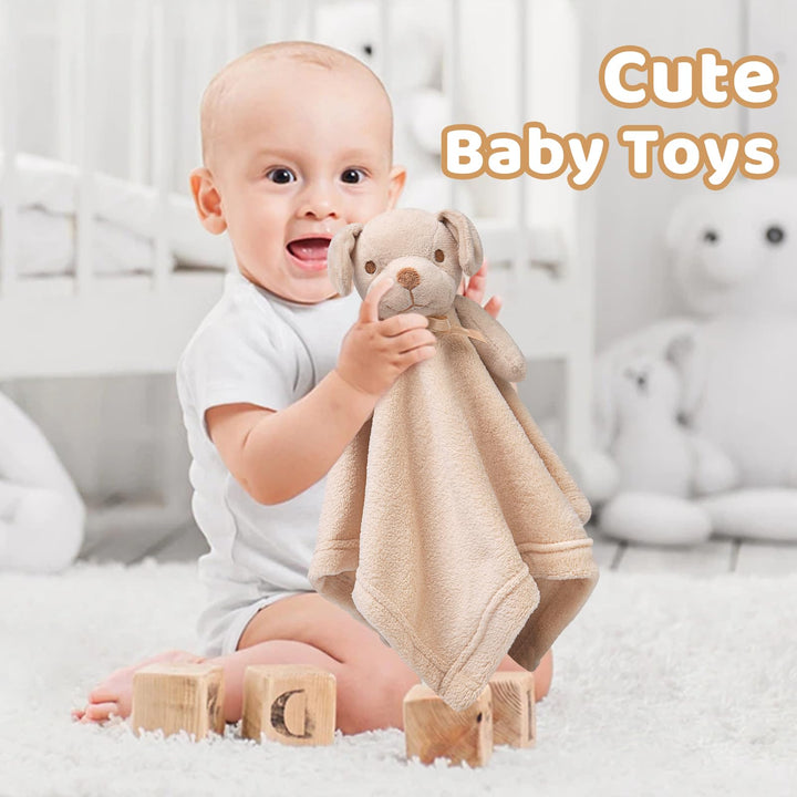 Dog Security Blanket Brown Soft Puppy Lovey for Boys and Girls Unisex Lovie Baby Gifts for Toddler and Infant Snuggle Toy Stuffed Animal 16 Inch