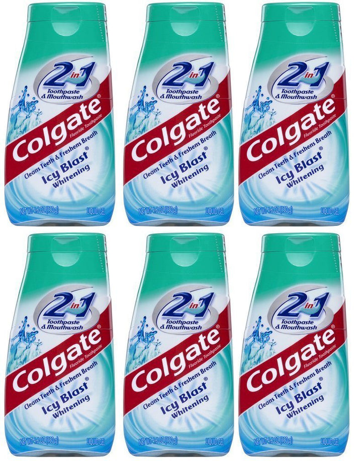 2-in-1 Toothpaste & Mouthwash, Whitening Icy Blast, 4.6-Ounce Tubes (Pack of 6)