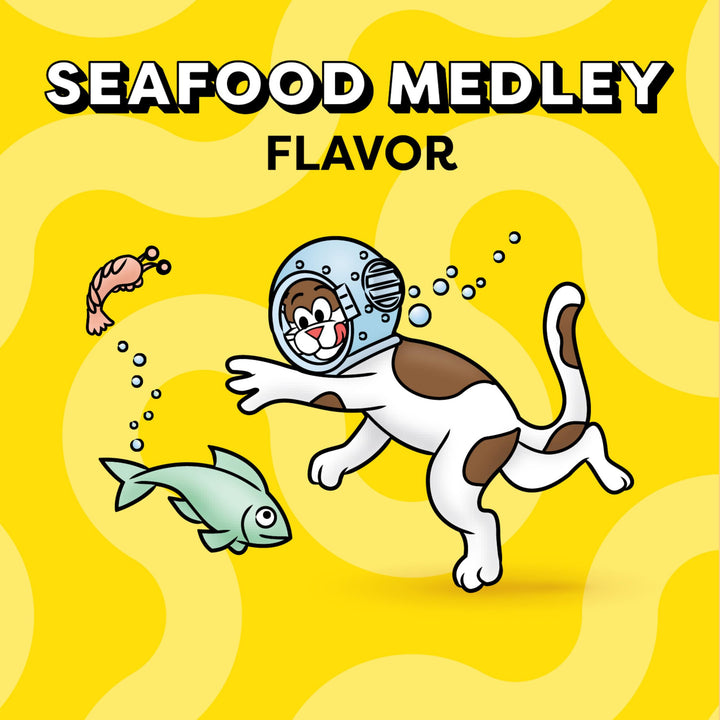 Classic Crunchy and Soft Cat Treats Seafood Medley Flavor, 6.3 oz. Pouch (Pack of 10)