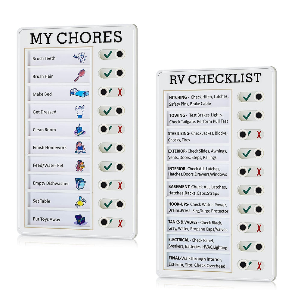 2 Pieces Portable Chore Chart Memo Boards RV Checklist Memo Board My Chores Checklist Daily to Do List Planner Check List Chore Board for Kids Adults daily behavior magnetic chart
