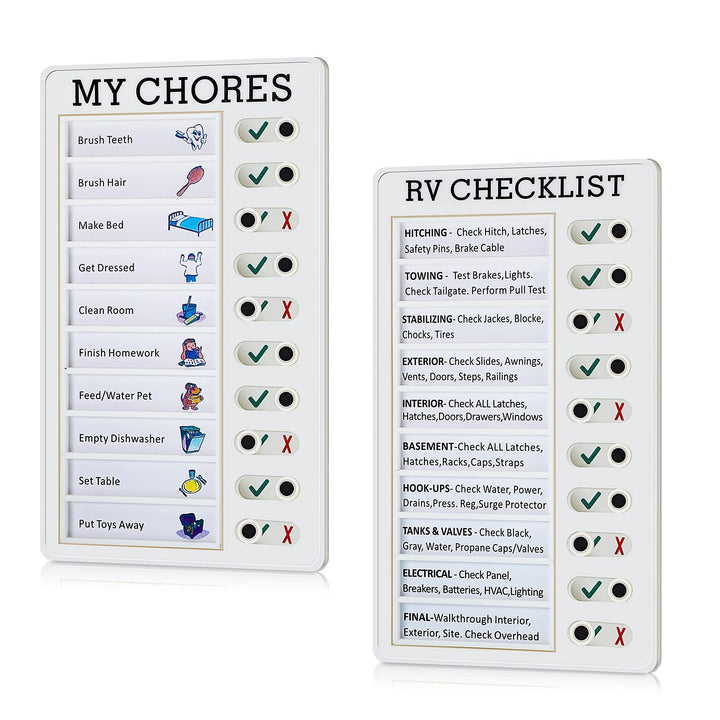 2 Pieces Portable Chore Chart Memo Boards RV Checklist Memo Board My Chores Checklist Daily to Do List Planner Check List Chore Board for Kids Adults daily behavior magnetic chart