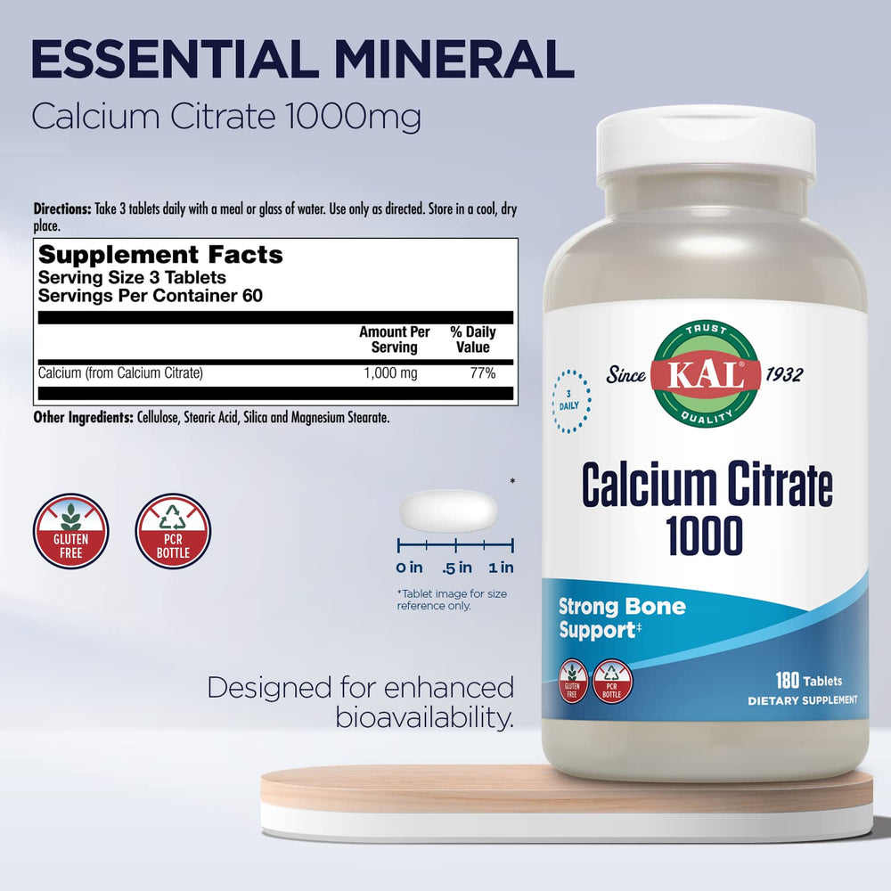, Calcium Citrate 1000, 180 Tablets Cal-14126 (1000 mg)