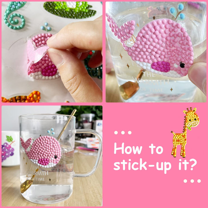 80pcs Diamond Stickers for Kids - 5D DIY Gem Art Kits, Safe and Colorful Crafts for Girls, Boys, and Beginners