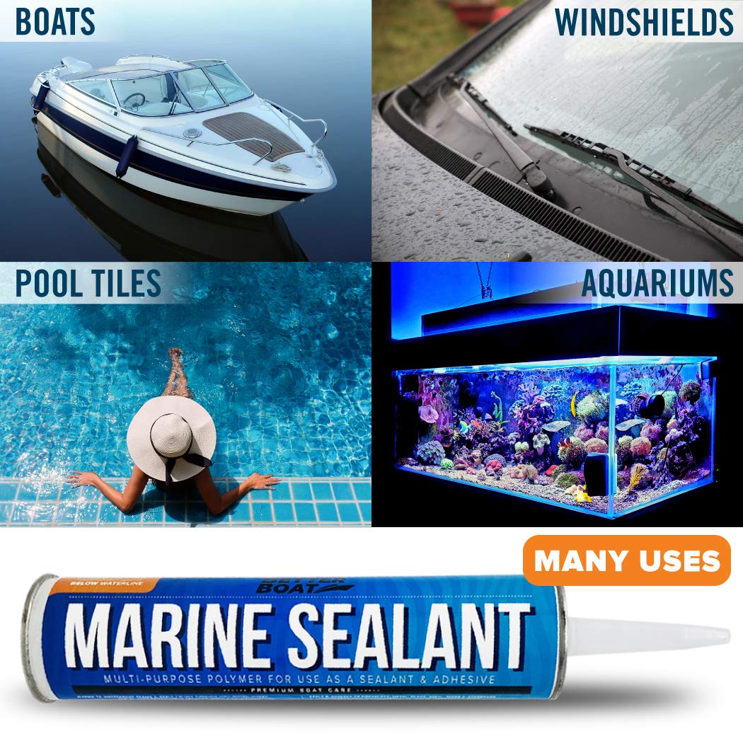 Marine Sealant and Adhesive Waterproof Marine Grade Sealant Caulk High Temp Caulking Water Sealant for Boat Auto and RV Without Silicone - 1 Tube White 10oz