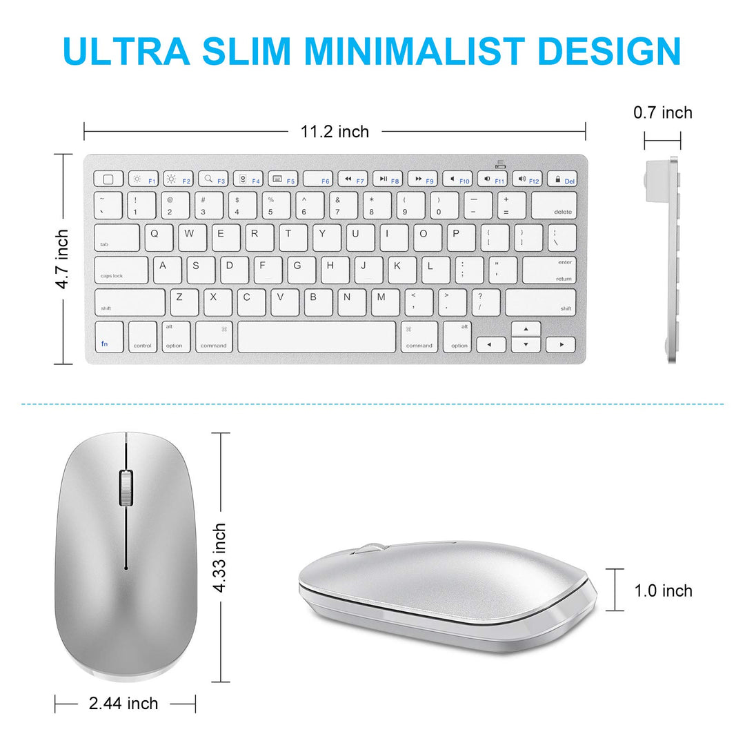 Wireless Keyboard and Mouse Combo for iPad, Bluetooth Keyboard Mouse for iPad Pro M4 & iPad Air M2 2024 (13 inch &11 inch), iPad Air 5th 4th Gen, iPad 10th 9th 8th Gen, Silver White