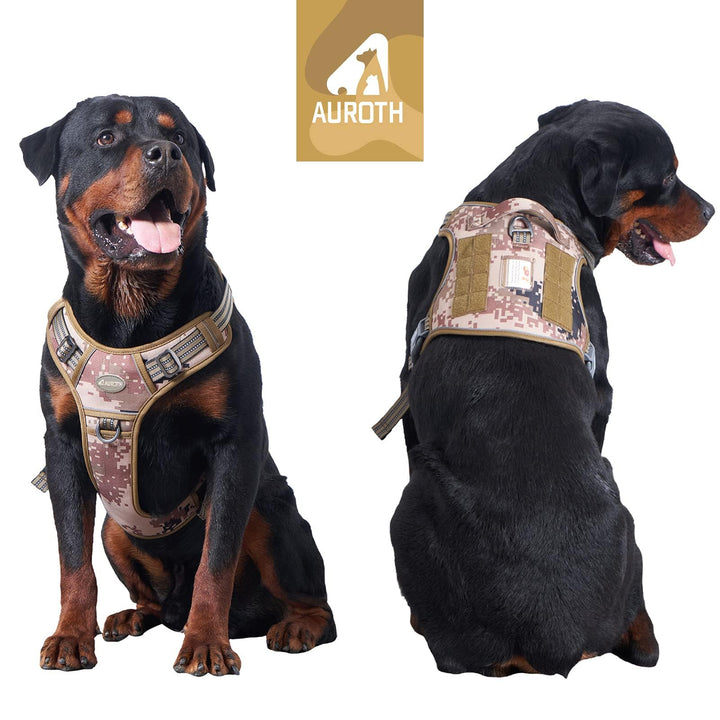 Tactical Pet Harness for Large Dogs No Pull Adjustable, Reflective K9 Working Training Easy Control Vest Military fpr Service Dog Desert Camo L