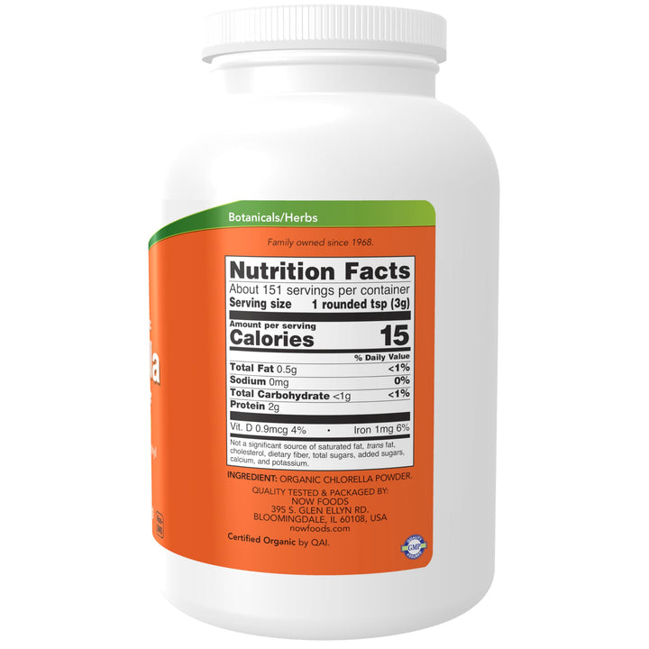 Supplements, Organic Chlorella Powder with naturally occurring Chlorophyll, Beta-Carotene, mixed Carotenoids, Vitamin C, Iron and Protein, 1-Pound
