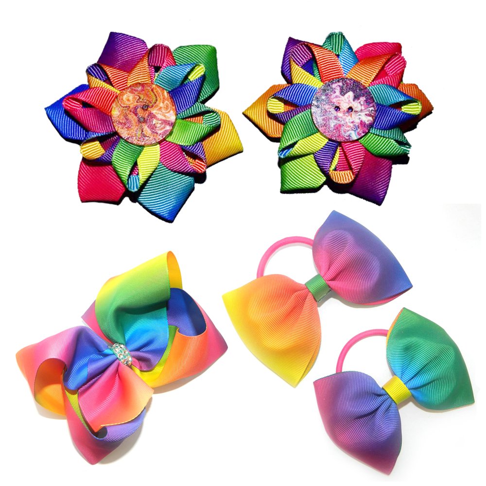 Satin Ribbon Gradient Rainbow Color Double Side Colorful Printed 50 Yard a Roll 1 Wide for DIY Handmade (1 Wide, Satin Ribbon)