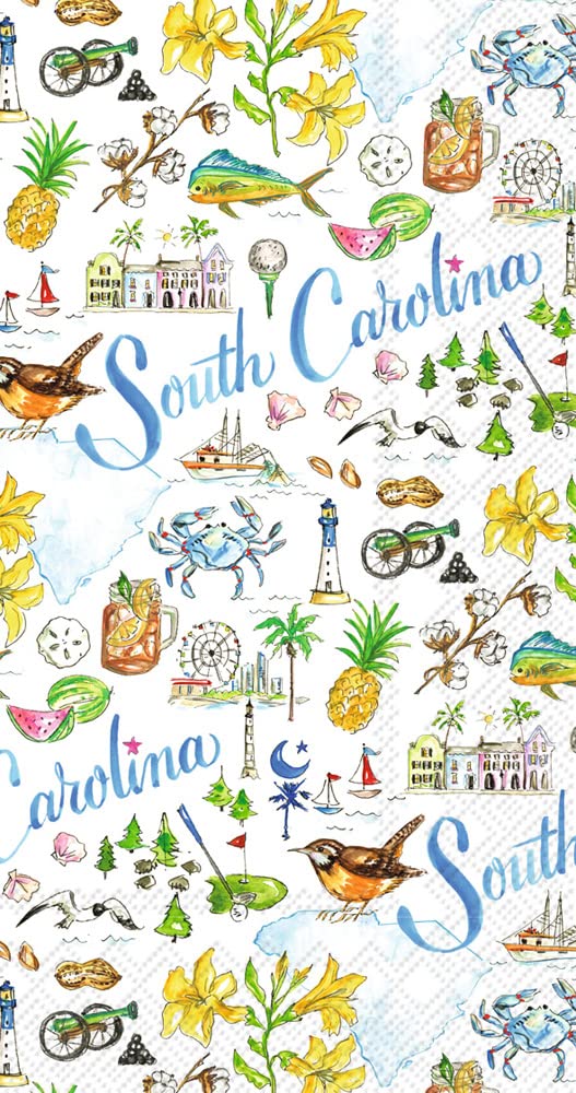Boston International Rosanne Beck State Collection IHR 3-Ply Guest Towel Buffet Paper Napkins, 16-Count, South Carolina