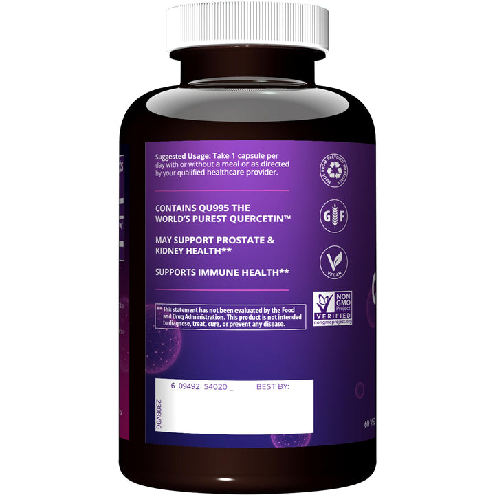 Nutrition Quercetin| Immune + Cardiovascular Health | 500mg per Serving | Made with QU995: World’s purest quercetin™ | Antioxidant Status | 60 Servings