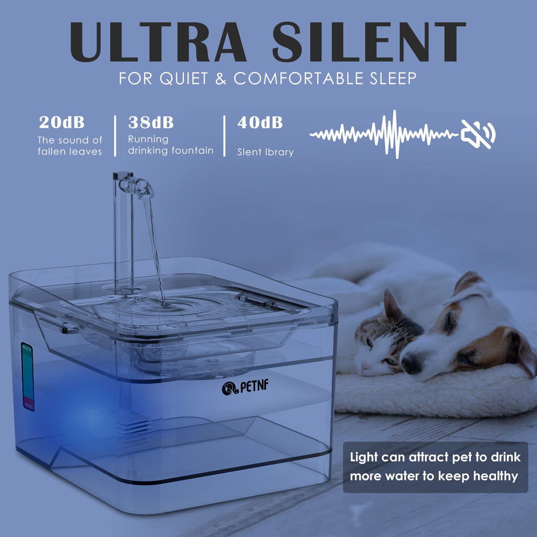 Transparent 3L/101oz Pet Water Fountain - Automatic Cat & Dog Dispenser with LED Light, Ultra Quiet Pump, 3 Flow Modes & 2 Filters