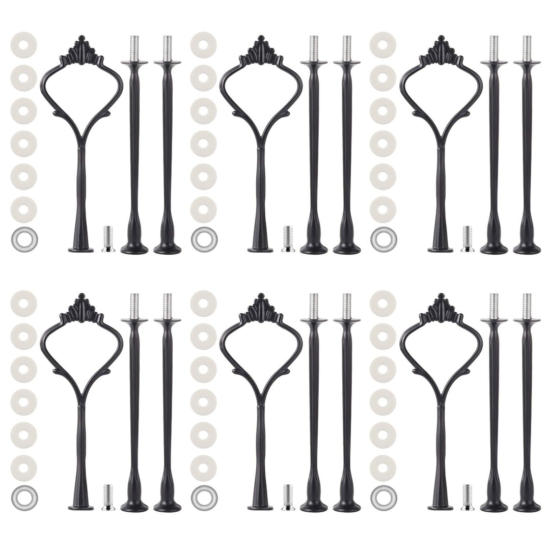 6 Set Tiered Tray Hardware for Cake Stand Mold Crown 3 Tier Cake Stand Fittings Hardware Holder for Wedding and Party Making Resin Cupcake Dessert Platter Serving Stand(Black)